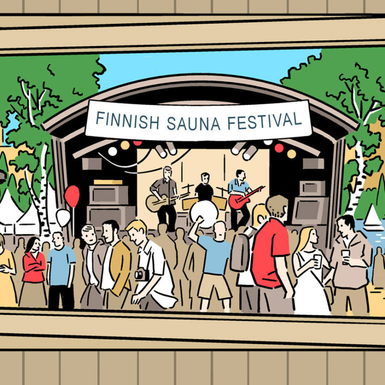 Finnish Sauna Festival illustration square Mika Lietzen